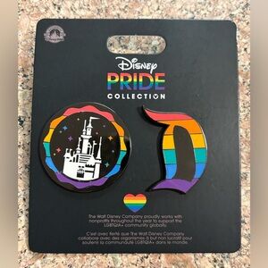 DIsneyland Pride Sleeping Beauty's Castle and Disneyland D - Logo - Rainbow NEW